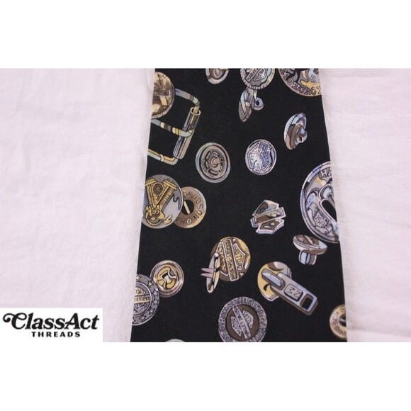 Nicole Miller Harley Davidson Motor Cycles Men’s Tie Silk Black  Rare Necktie - Picture 6 of 6